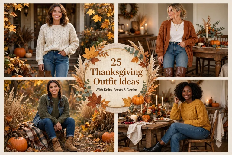 25 Thanksgiving Outfit Ideas With Knits, Boots & Denim